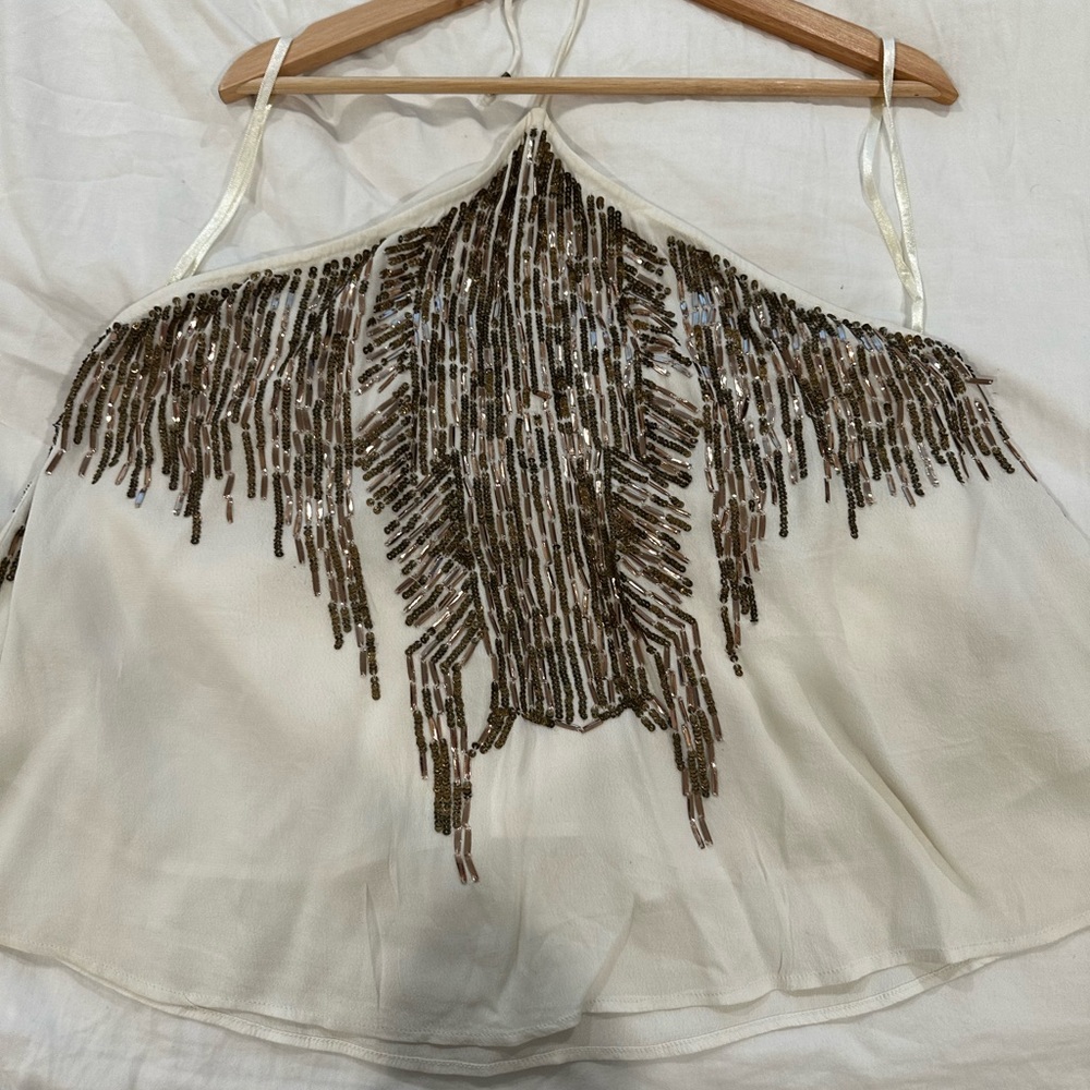 Free People Sequined Halter Top